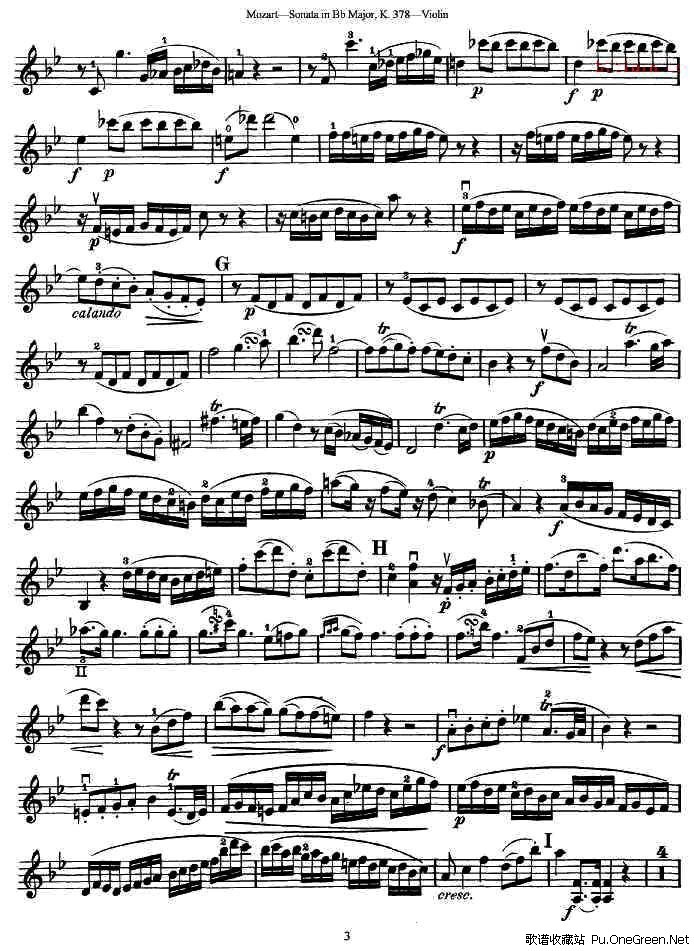 莫扎特小提琴奏鸣曲降B大调(k.378)
